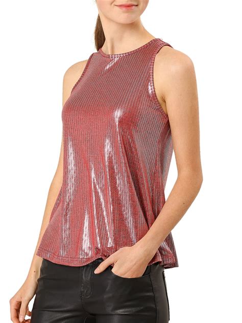 metalic fabric shirts for women|metallic tank tops for women.